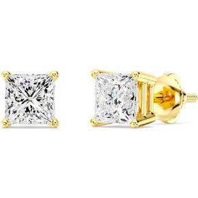 Gilded IGI Certified Lab-Grown Diamond 14KT White Gold and Yellow Gold Stud Earrings for Women| Hypoallergenic Fine Gold Jewelry | 4-Prong Basket, Screw Back Nut | VSI1 Clarity, E-F Color, Round Cut and Princess Cut | 1-2-3 Carat Total Weight in Kuwait