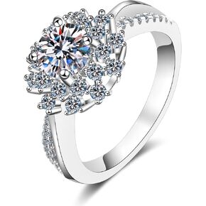 Personalized 14K Gold 1ct Diamond Sunflower Womens Wedding Band, VVS1 D-Color Diamond Ring Custom Engraved, Romantic Gift for Her in Saudi Arabia
