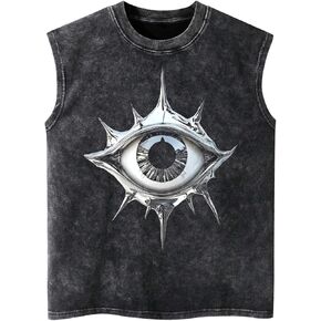 Men's Eye Graphic Tank Top Vintage Crew Neck Summer Casual Sleeveless Tops Streetwear in Kuwait