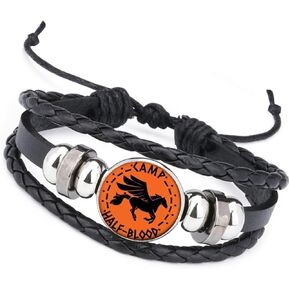Metal Sticker Black Leather Bracelet, Cartoon Yellow Charm Bracelet in Saudi Arabia