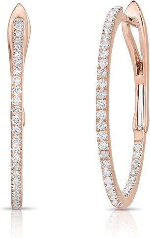 14K الذهب الطبيعي الماس 1/2 CT أقراط ، قطرها 22 مم. in Kuwait