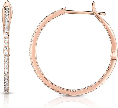 14K الذهب الطبيعي الماس 1/2 CT أقراط ، قطرها 22 مم. in Kuwait