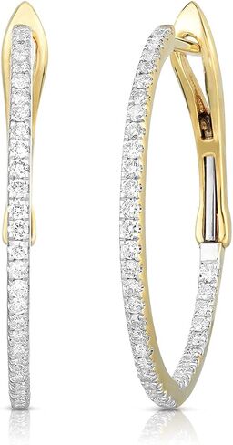 14K الذهب الطبيعي الماس 1/2 CT أقراط ، قطرها 22 مم. in Kuwait