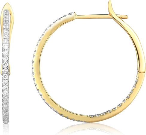 14K الذهب الطبيعي الماس 1/2 CT أقراط ، قطرها 22 مم. in Kuwait