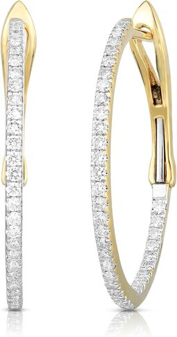 14K الذهب الطبيعي الماس 1/2 CT أقراط ، قطرها 22 مم. in Kuwait