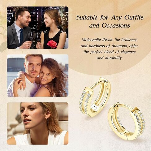 Moissanite Hoop Earrings, 0.2cttw D Color VVS1 Moissanites, 925 Sterling Silver Small Hoop Earrings for Women or Men Birthday Jewelry Gifts in Saudi Arabia
