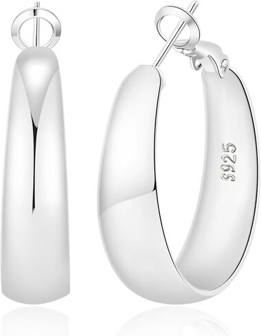 5-8mm Tapered Design Thick Large Hoop Earrings for Women Trendy Hypoallergenic 925 Sterling Silver Post 14K Gold Hoop Earrings Non Tarnish Lightweight Big Chunky Gold Hoops 30/40/50/60MM in Saudi Arabia
