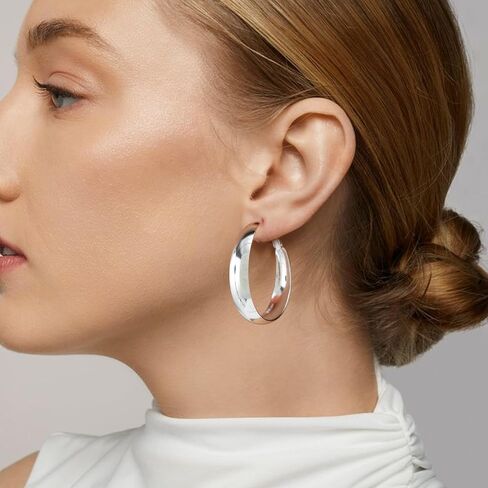 5-8mm Tapered Design Thick Large Hoop Earrings for Women Trendy Hypoallergenic 925 Sterling Silver Post 14K Gold Hoop Earrings Non Tarnish Lightweight Big Chunky Gold Hoops 30/40/50/60MM in Saudi Arabia
