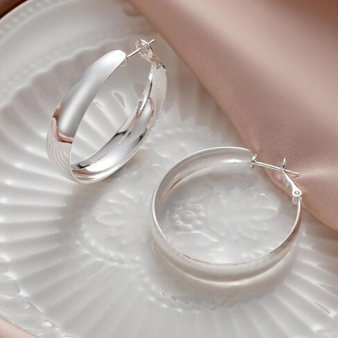 5-8mm Tapered Design Thick Large Hoop Earrings for Women Trendy Hypoallergenic 925 Sterling Silver Post 14K Gold Hoop Earrings Non Tarnish Lightweight Big Chunky Gold Hoops 30/40/50/60MM in Saudi Arabia