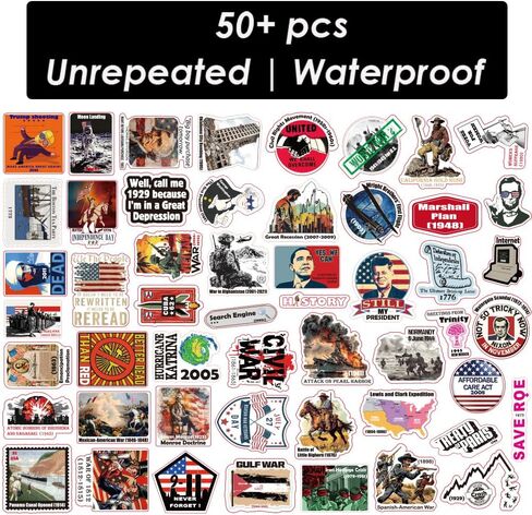 WW2 History Stickers -World War 2 for History Enthusiasts, History Teachers, and Students | 50pcs in Saudi Arabia