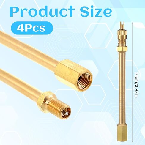 4 PCS 4Inch Valve Stem Extension Dually Valve Stem Extenders, 100mm Wheel Tire Valve Stem Extension, Wheel Air Tyre Extender for Trucks Cars Motorcycles Rv Mowers,Gold in Saudi Arabia