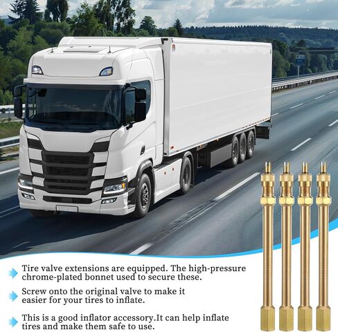 4 PCS 4Inch Valve Stem Extension Dually Valve Stem Extenders, 100mm Wheel Tire Valve Stem Extension, Wheel Air Tyre Extender for Trucks Cars Motorcycles Rv Mowers,Gold in Saudi Arabia