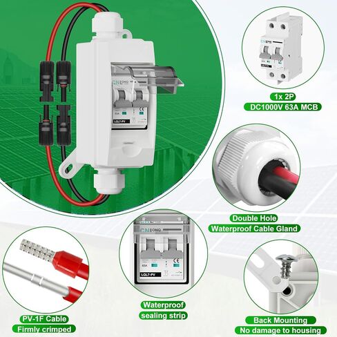 Solar Disconnect Switch for 1-String 500V Solar Panels, PV Miniature Circuit Breaker with PV Connector, IP65 Waterproof housing for DC Systems (C32.2) in Saudi Arabia