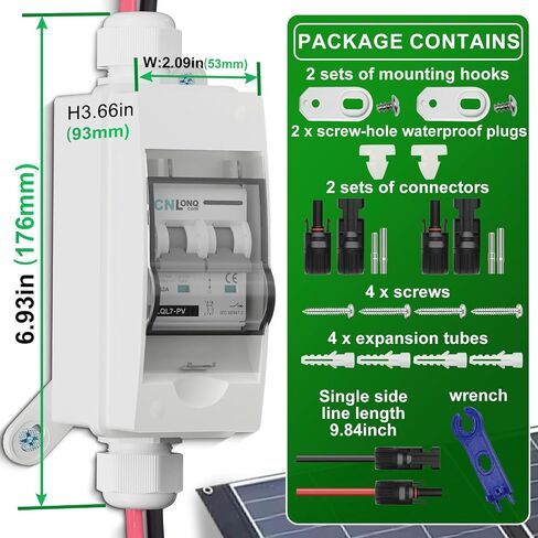Solar Disconnect Switch for 1-String 500V Solar Panels, PV Miniature Circuit Breaker with PV Connector, IP65 Waterproof housing for DC Systems (C32.2) in Saudi Arabia
