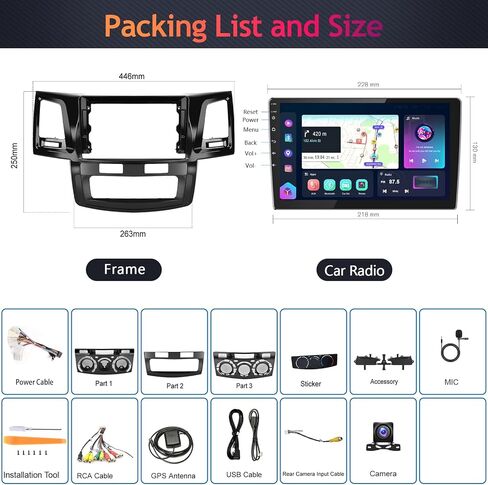 راديو سيارة أندرويد 8 كور 4G 64G لسيارة Toyota Hilux Fortuner 2005-2014 ستيريو مع CarPlay اللاسلكي/Android Auto MirrorLink/DSP 36EQ/9 بوصة 1280x720 شاشة لمس/Bluetooth5.0/GPS/WiFi/AHD كاميرا احتياطية in Saudi Arabia