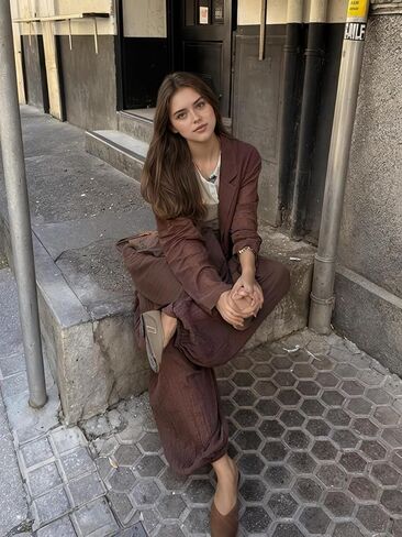 Bloomers Linen 2 Piece Sets for Women Lantern Pants Casual Elastic Harem Pants Long Sleeve Button Down Shirts Vacation in Kuwait