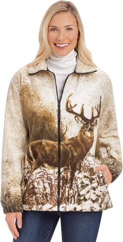 Collections Etc Majestic Buck Fleece Zip Jacket with Pockets in Saudi Arabia