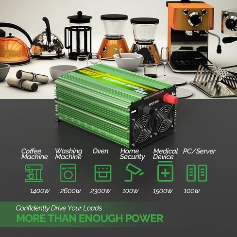 EDECOA 3500 Watt Pure Sine Wave Power Inverter DC 12V to 120V 110V AC with LCD AC Terminal Block (3500W/12V V3.1 (ET-RC Remote)) in Kuwait