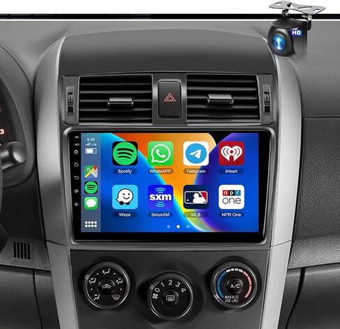 4+64G لسيارة Toyota Corolla 2009-2013 مستقبل ستيريو سيارة CarPlay لاسلكي، 9 بوصة Android Auto IPS 1280 * 720 وحدة رأس تعمل باللمس، راديو سيارة Android مع DSP Bluetooth FM WiFi/GPS Navi/HD كاميرا احتياطية in Saudi Arabia
