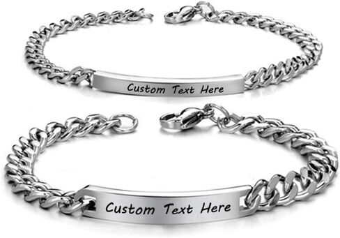 Personalized Stainless Steel Couple Bracelet Engraved Name Bracelet Distance Bracelet for Boyfriend and Girlfriend Valentine Gifts in Saudi Arabia