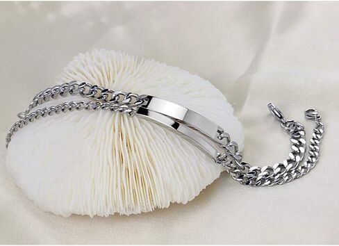 Personalized Stainless Steel Couple Bracelet Engraved Name Bracelet Distance Bracelet for Boyfriend and Girlfriend Valentine Gifts in Saudi Arabia