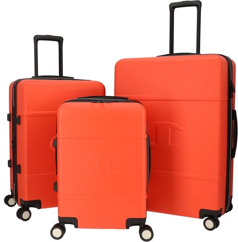 Champion 3-Piece Luggage Set - 21" 25" 29" Hardshell Suitcases with 8 Spinner Wheels - Expandable Carry-On & Checked Luggage - Durable ABS Material - Travel Bags for Men & Women - Mandarin Red in Saudi Arabia