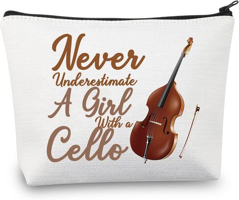 BDPWSS Cello Gift Cello Lover Cello Player Gift Cello Music Teacher Gift Never Underestimate A Girl With A Cello Makeup Bag (Girl With Cello) in Kuwait