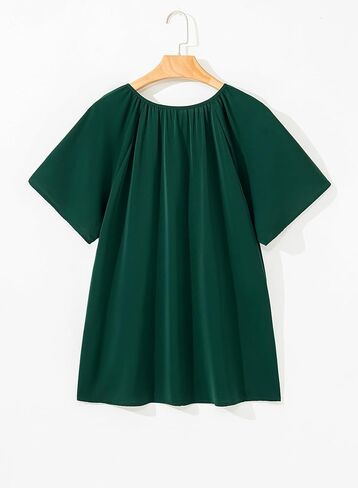 Eytino Women Plus Size Tops Boho Printed V Neck Short Sleeve Drawstring Casual Chiffon Shirts Blouse(1X-5X) in Saudi Arabia