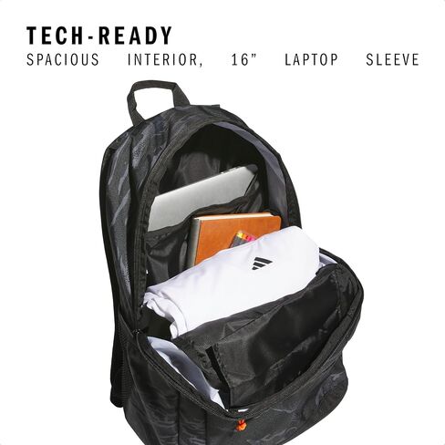 adidas Affiliate Small Backpack for Women and Men, Durable Bag with Laptop Sleeve, Essential Camo Black/Orange, One Size in Saudi Arabia