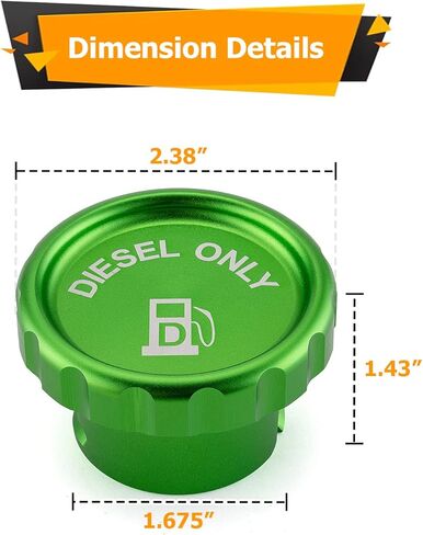 WeiSen Diesel Fuel Cap Aluminum Compatible with Dodge Ram 1500 2500 3500 Green Magnetic 2019-2024 in Saudi Arabia