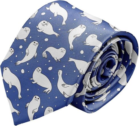 Novelty Necktie for Men (Pretty Seals Pattern) Fun Conversational Silky Tie, Neck Tie for Party, Events, Unique and Original in Saudi Arabia
