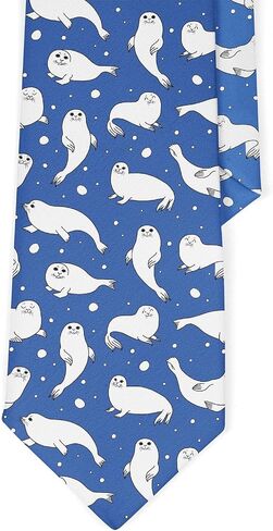 Novelty Necktie for Men (Pretty Seals Pattern) Fun Conversational Silky Tie, Neck Tie for Party, Events, Unique and Original in Saudi Arabia