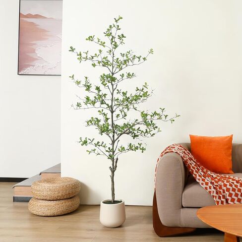 شجرة زيتون سوداء اصطناعية ، شجرة سيدة مظللة ذات 6 أقدام ، شجرة مزيفة مع زارع أبيض وطحال مزيف ، نباتات واقعية ومساحات خضراء لديكور المكتب المنزلي in Kuwait