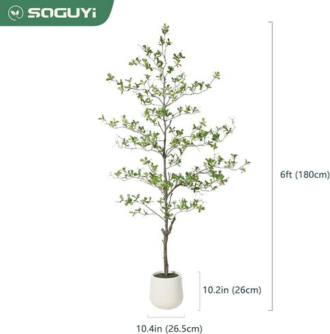 شجرة زيتون سوداء اصطناعية ، شجرة سيدة مظللة ذات 6 أقدام ، شجرة مزيفة مع زارع أبيض وطحال مزيف ، نباتات واقعية ومساحات خضراء لديكور المكتب المنزلي in Kuwait