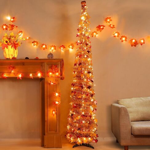 Timer & Pumpkin - 6 أقدام سقوط شجرة السقوط المضاءة ، السقوط منبثقة شجرة القيقب مع 60 LED LED الأضواء الدافئة البطارية تعمل على تحصيل شجرة الخريف السقوط in Saudi Arabia