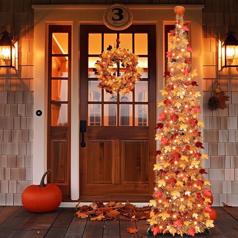 Timer & Pumpkin - 6 أقدام سقوط شجرة السقوط المضاءة ، السقوط منبثقة شجرة القيقب مع 60 LED LED الأضواء الدافئة البطارية تعمل على تحصيل شجرة الخريف السقوط in Saudi Arabia