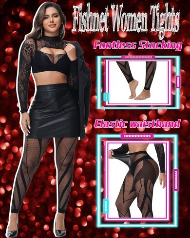 XIUSEMY Woman High Waist Patterned Tights Fishnet Stockings Curve Strips Pantyhose for Women in Saudi Arabia