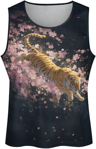 Men's Plus Size Tiger Graphic Workout Tank Tops Quick Dry Gym Fitness Bodybuilding Sleeveless Muscle T Shirts in Saudi Arabia