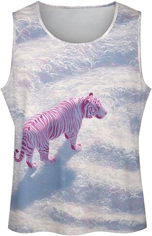 Men's Plus Size Tiger Graphic Workout Tank Tops Quick Dry Gym Fitness Bodybuilding Sleeveless Muscle T Shirts in Saudi Arabia