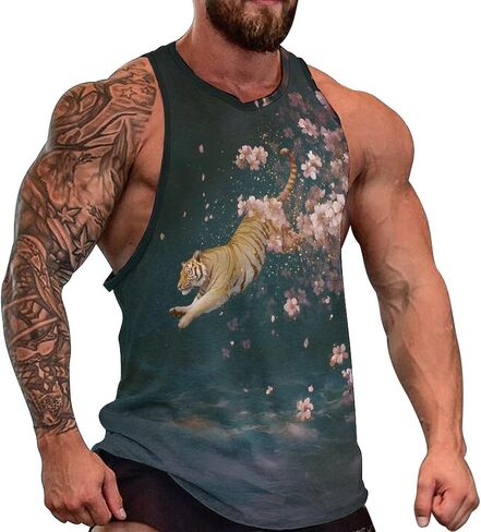 رجال زائد الحجم النمر النمر الجرافيك تجريب قمم Quick Gry Gym Litness Bodness Bodness Muscle Thirts t in Kuwait