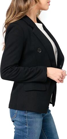 سترة ثياب ملابس نسائية مزدوجة السترة الصدر ، ارتداء عمل غير رسمي للنساء ، سترة السترة المركبة مفتوحة الأمام الطويلة بأكمام العمل سترة ، in Kuwait