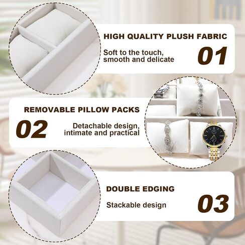 2 Pieces Velvet Watch Tray Jewelry Organizer 12 Grid Stackable Watch Bracelet Bangle Display Holder Adjustable Pillow in Saudi Arabia