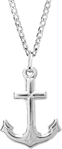 Ritastephens Sterling Silver Large Mariner Shiny Cross Anchor Charm Pendant Necklace 20 or 24 Inches in Saudi Arabia