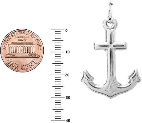 Ritastephens Sterling Silver Large Mariner Shiny Cross Anchor Charm Pendant Necklace 20 or 24 Inches in Saudi Arabia