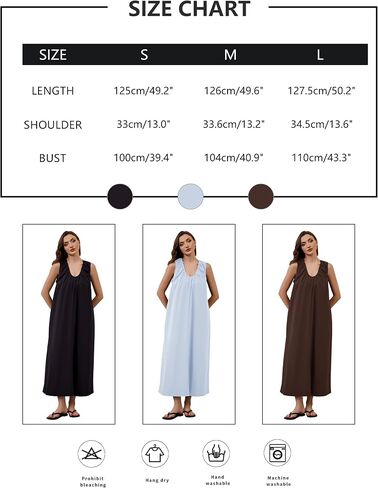 MISSACTIVER Women's Sleeveless Maxi Dress Scoop Neck Ruched Long Dress with Side Pockets Wide Shoulder Elegant Blouse Dresses in Saudi Arabia