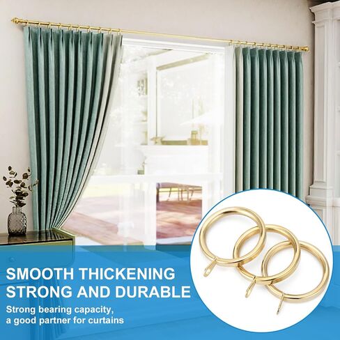 42Pcs 1.5-Inch Inner Diameter Metal Curtain Rings with Flat Eyelet Half Circle Thick Wire Fits Up to 1 1/4-Inch Rod (Gold-42pcs) in Kuwait