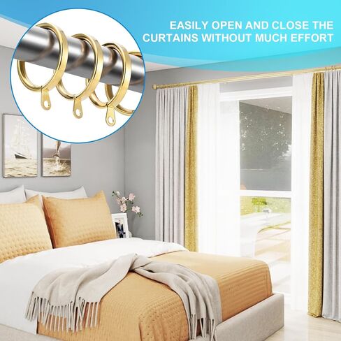 42Pcs 1.5-Inch Inner Diameter Metal Curtain Rings with Flat Eyelet Half Circle Thick Wire Fits Up to 1 1/4-Inch Rod (Gold-42pcs) in Kuwait