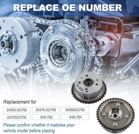 Intake & Exhaust Camshaft Adjuster VVT Timing Cam Gear Compatible with Genesis G70 Hyundai Santa Fe Sonata Tucson Veloster Kia Optima Sorento Sportage Replacement for 24350-2G750 24370-2G750 in Saudi Arabia