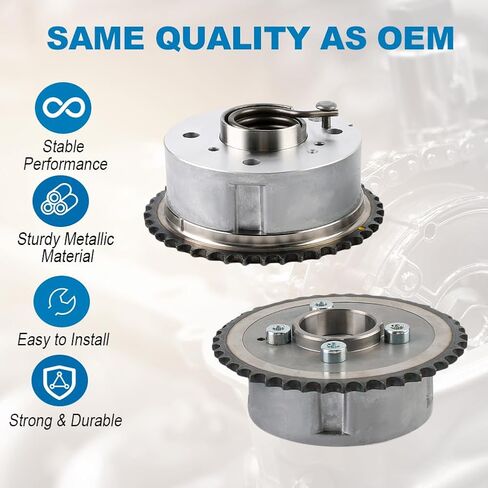 Intake & Exhaust Camshaft Adjuster VVT Timing Cam Gear Compatible with Genesis G70 Hyundai Santa Fe Sonata Tucson Veloster Kia Optima Sorento Sportage Replacement for 24350-2G750 24370-2G750 in Saudi Arabia
