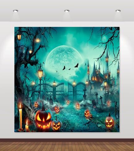 Halloween Backdrop 10x8ft Happy Halloween Party Photo Background for Kids Adults Scary Cemetery Graveyard Skeleton Spooky Ghost Halloween Banner Decorations Halloween Backdrops for Photography in Saudi Arabia